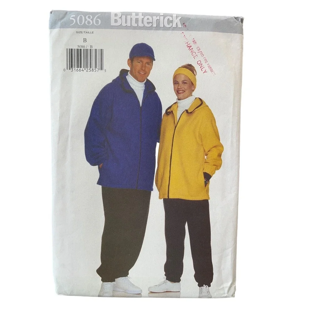 Butterick Sewing Pattern‎ Mens Womens Adult XS-XL Multicolor Fleece Set 5086